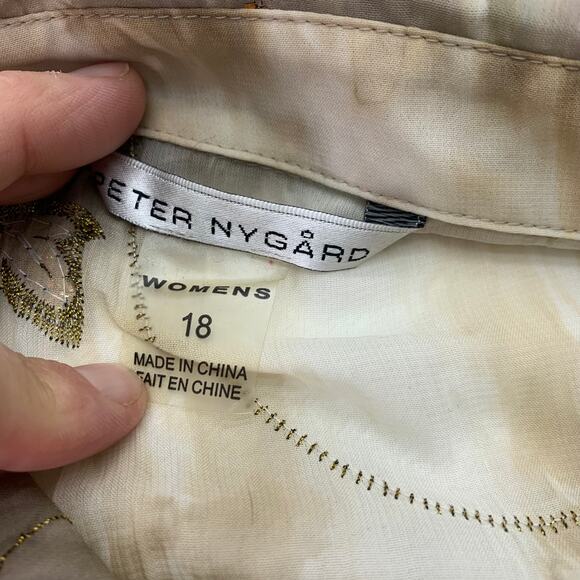 Peter Nygard Woman Sz 18 Gold Holographic Sparkle Semi Sheer Long Sleeve Blouse - Picture 6 of 12